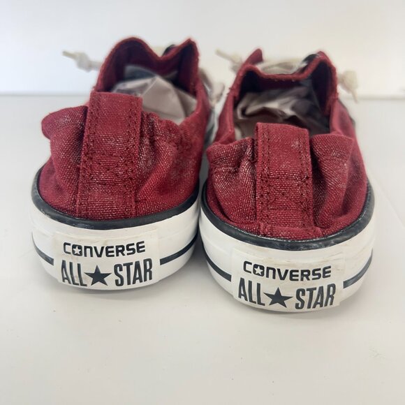 9 Women- Converse Chuck Taylor All Star Shoreline Slip On Maroon Silver Sneakers - Picture 10 of 15